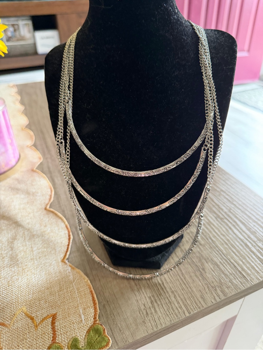 paparazzi Silver-Tone Layered Bar & Chain Necklace